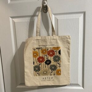 Aster Floral Canvas Tote Bag
